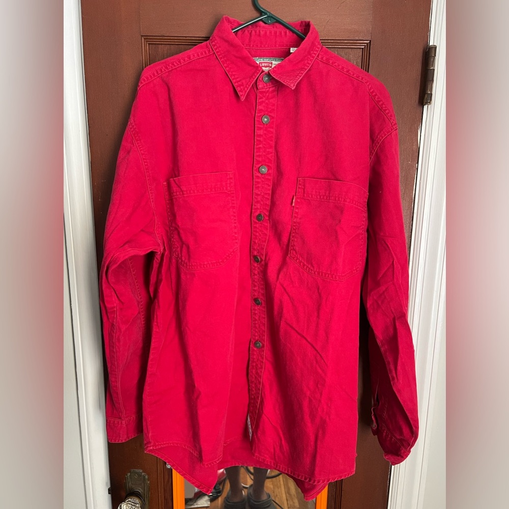 Vintage 90s Levis Two Pocket Red Tab Button Down Shirt - Men’s Large